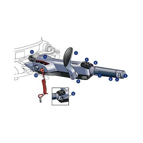 Yamaha Big tiller arm, Handgreep stuur assy grijs — F80B/F100D
